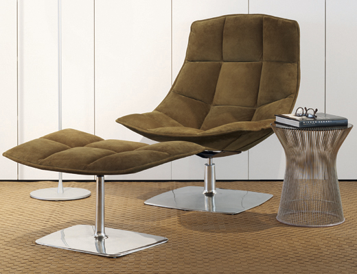 Jehs+Laub Lounge Chair and ottoman with aluminum pedestal base