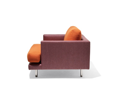 Joseph Paul D'Urso Contract Lounge chair profile in purple and orange