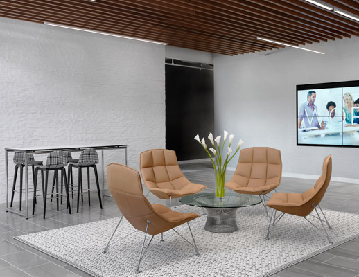 jehs + laub lounge chairs platner coffee table knollstudio lobby lounge 