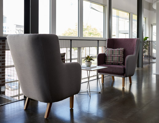 rockwell unscripted highback lounge occasional table square side table creative wall banquette booths private enclave refuge hospitality