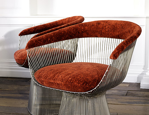 KnollTextiles Digi Velvet Upholstery on Platner Arm Chair