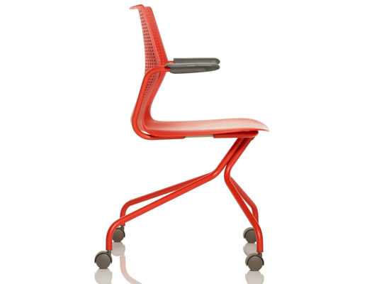 multigeneration by knoll hybrid chair formway design side chair red orange