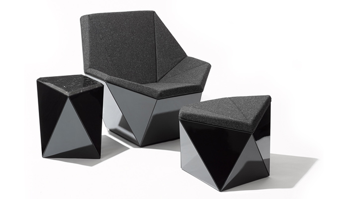 Prism Lounge Chair, Ottoman and Side Table