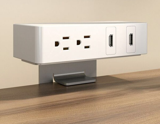 Clamp-on Electrical Outlet, 202, White Body/Silver Bracket