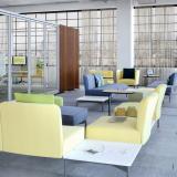 Pixel Lounge collection by Marc Krusin modular lounge Muuto Relate Tables Rockwell Unscripted Creative Wall team meeting community thriving shared spaces