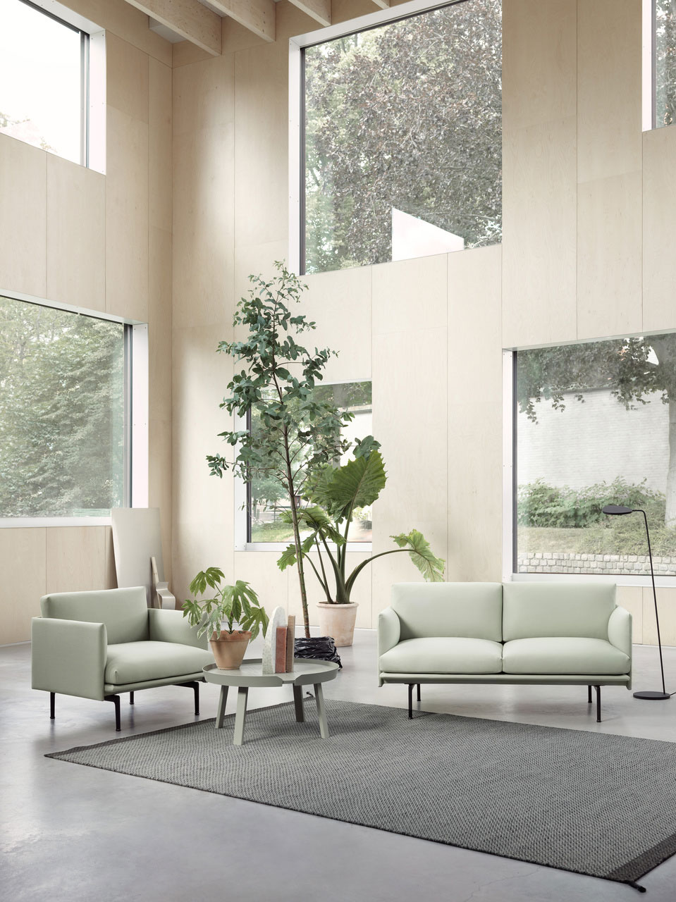 Muuto Outline Studio with Around Table and Leaf Lamp