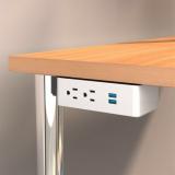 Table Undermount Electrical Outlet, 210, White Body/White Bracket