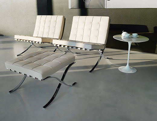 Knoll Barcelona Chair and Ottoman with Saarinen Side Table