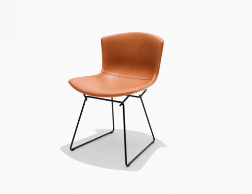 bertoia leather covered side chair