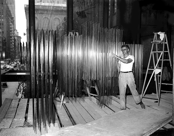 Sculptor Richard Lippold at work on his sculpture for The Four Seasons Restaurant | PC: The Four Seasons | Knoll Inspiration