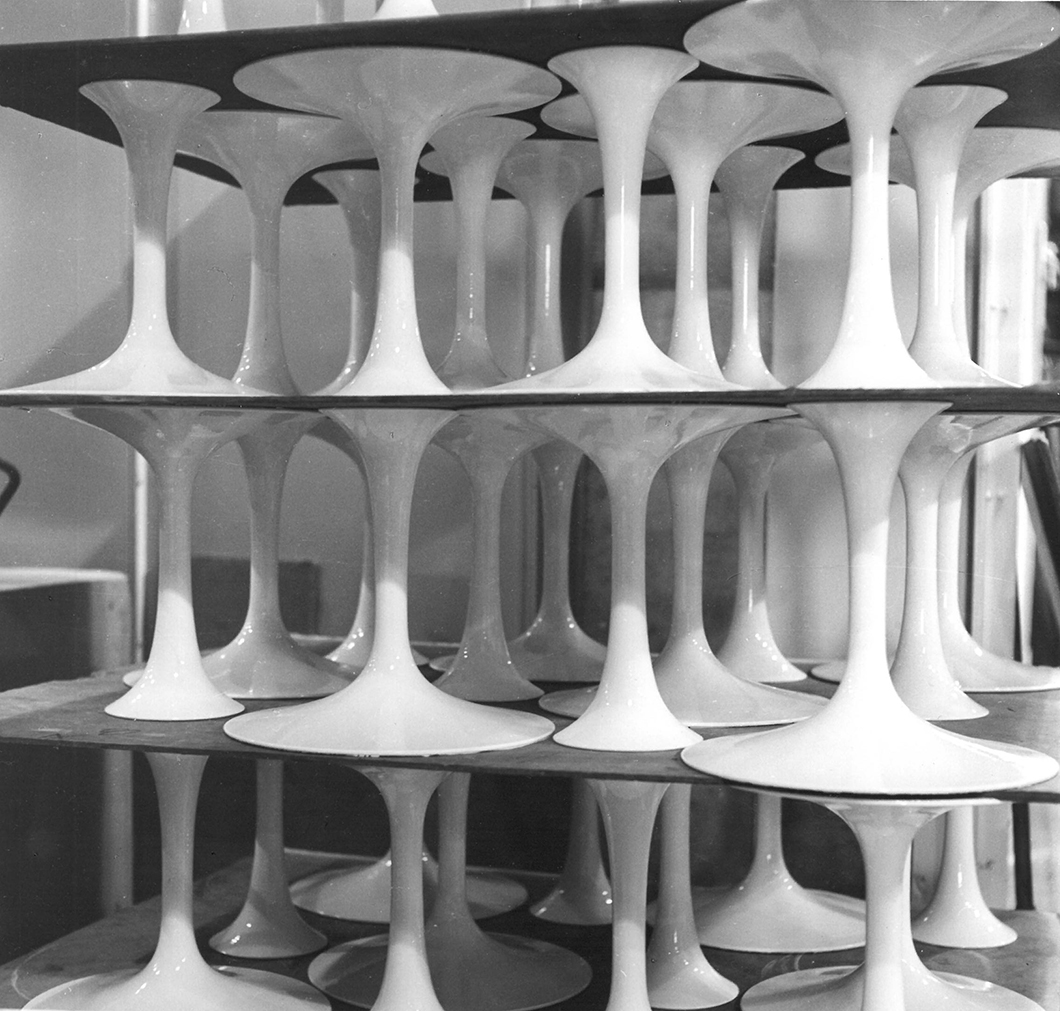 Pedestal bases awaiting marble tops for assembly, 1963 | Knoll Inspiration