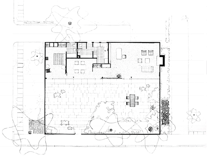 Sketch of Philip Johnson's Thesis House