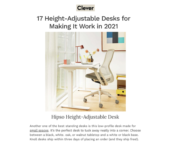 Hipso Height-Adjustable Desk in Clever