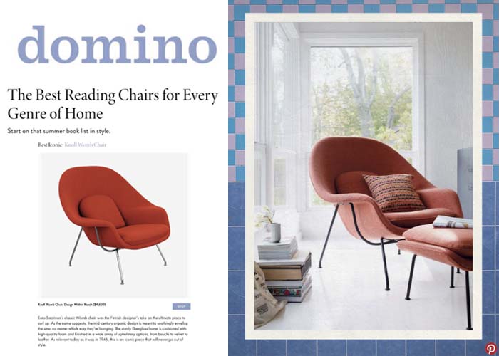 Domino Features Knoll Bertoia Side Chair and Saarinen Dining Table and Womb Chair