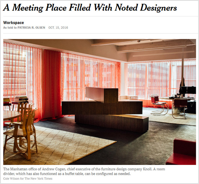 Knoll CEO Andrew Cogan's Office in the New York Times