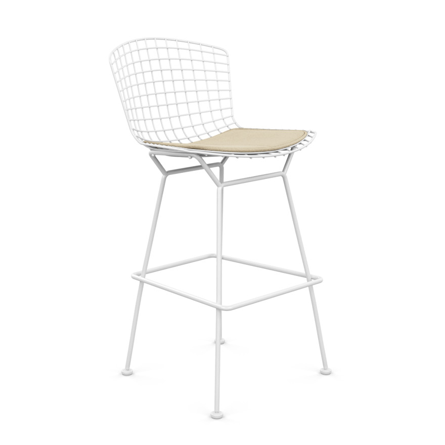 HARRY BERTOIA INSPIRED BLACK METAL WIRE BAR STOOL CHAIR WITH PAD CAFE RESTAURANT 